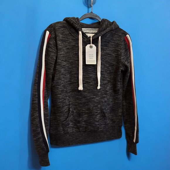 NEW Reflex Hoodie Ultra Soft Small Fleece Pullover "LOVE" Striped Sleeves Pocket - Picture 6 of 11
